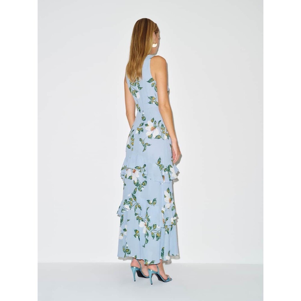 NEW Reformation Magnus Dress louisiana Light Blue Floral Tiered maxi Dress, XS - Picture 5 of 13